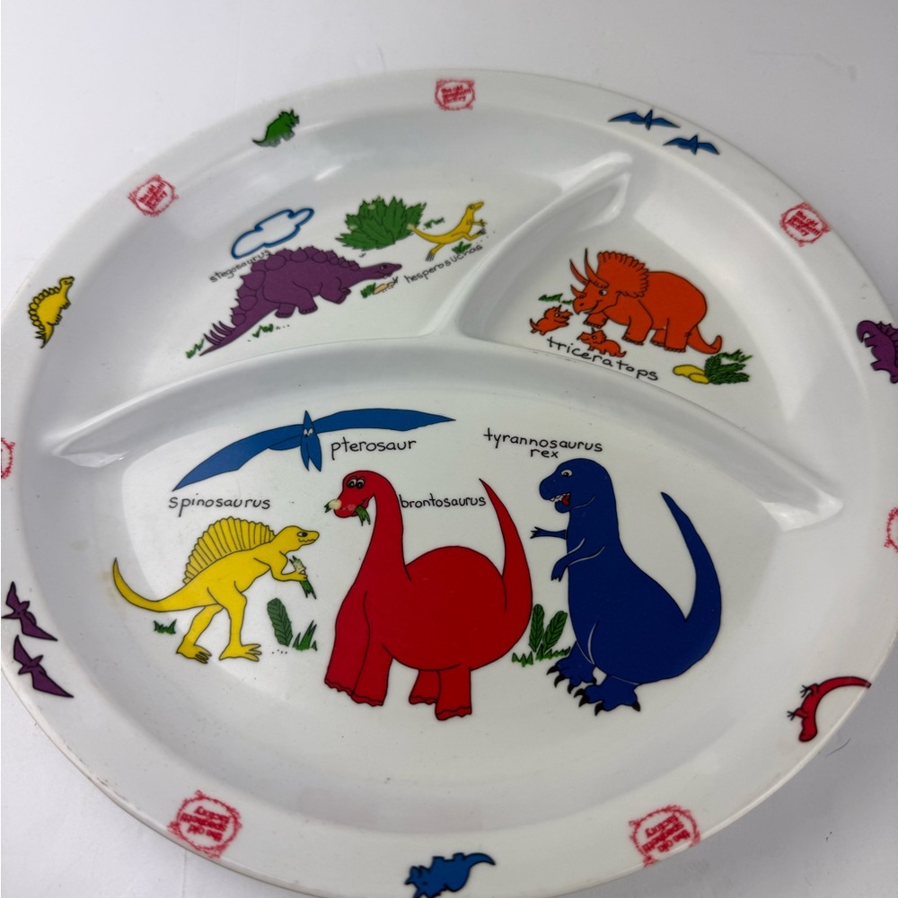 Vtg 80's Anacapa Melamine The Old Spaghetti Factory Dinosaur Divided Plate